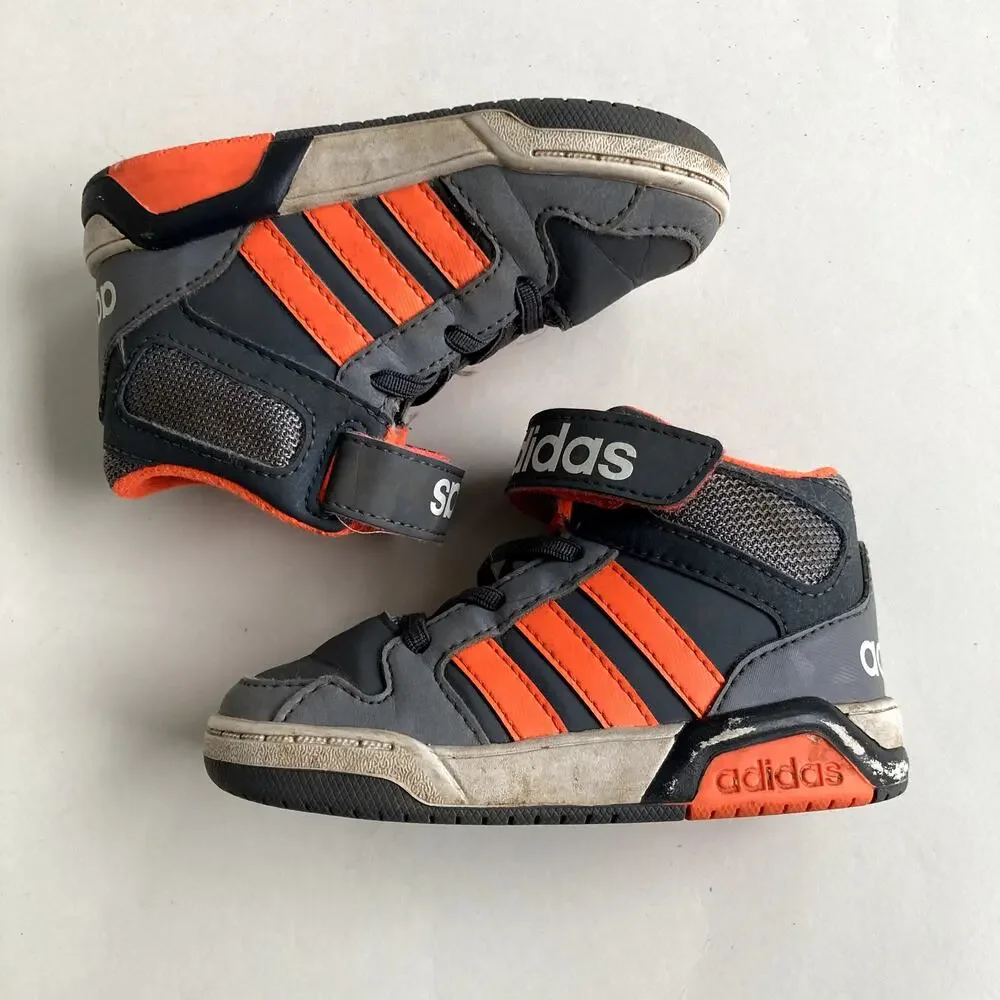 Adidas Toddler High Top Sneakers - Grey Orange - 6K